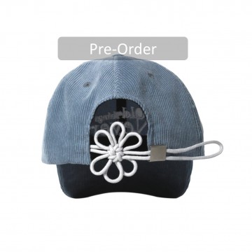 Pre-order [CORDUROY FLOWER] KNOT CAP - ASH BLUE 