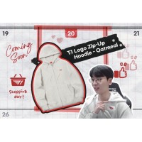 T1 Logo Zip-Up Hoodie - Oatmeal